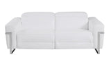 83" White Italian Leather USB Reclining Sofa With Chrome Legs - Homeroots - Flyclothing LLC