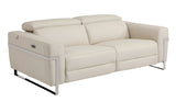 83" Beige Italian Leather USB Reclining Sofa With Silver Legs - Homeroots - Flyclothing LLC