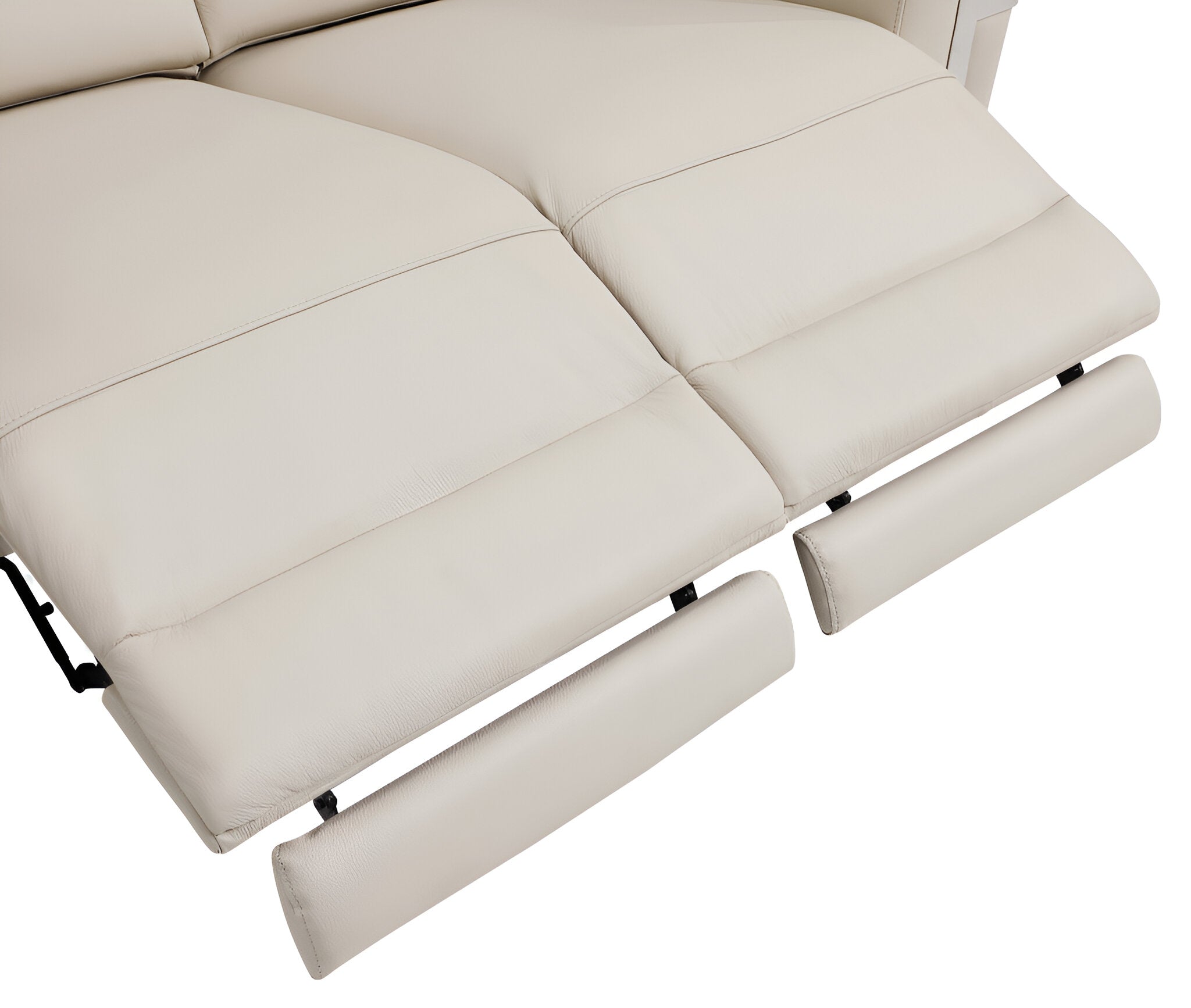 83" Beige Italian Leather USB Reclining Sofa With Silver Legs - Homeroots - Flyclothing LLC