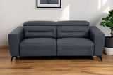 83" Gray Italian Leather USB Reclining Sofa With Black Legs - Homeroots - Flyclothing LLC