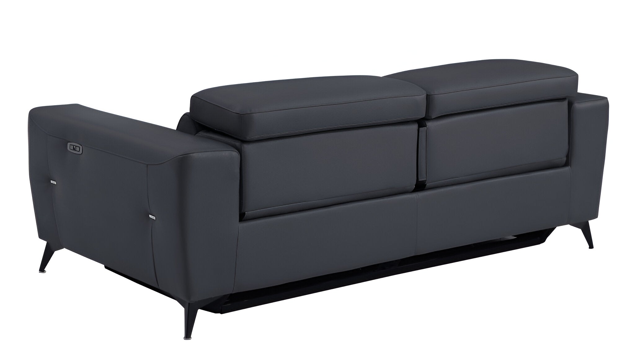 83" Gray Italian Leather USB Reclining Sofa With Black Legs - Homeroots - Flyclothing LLC