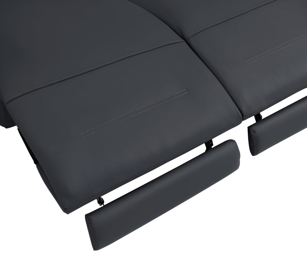 83" Gray Italian Leather USB Reclining Sofa With Black Legs - Homeroots - Flyclothing LLC