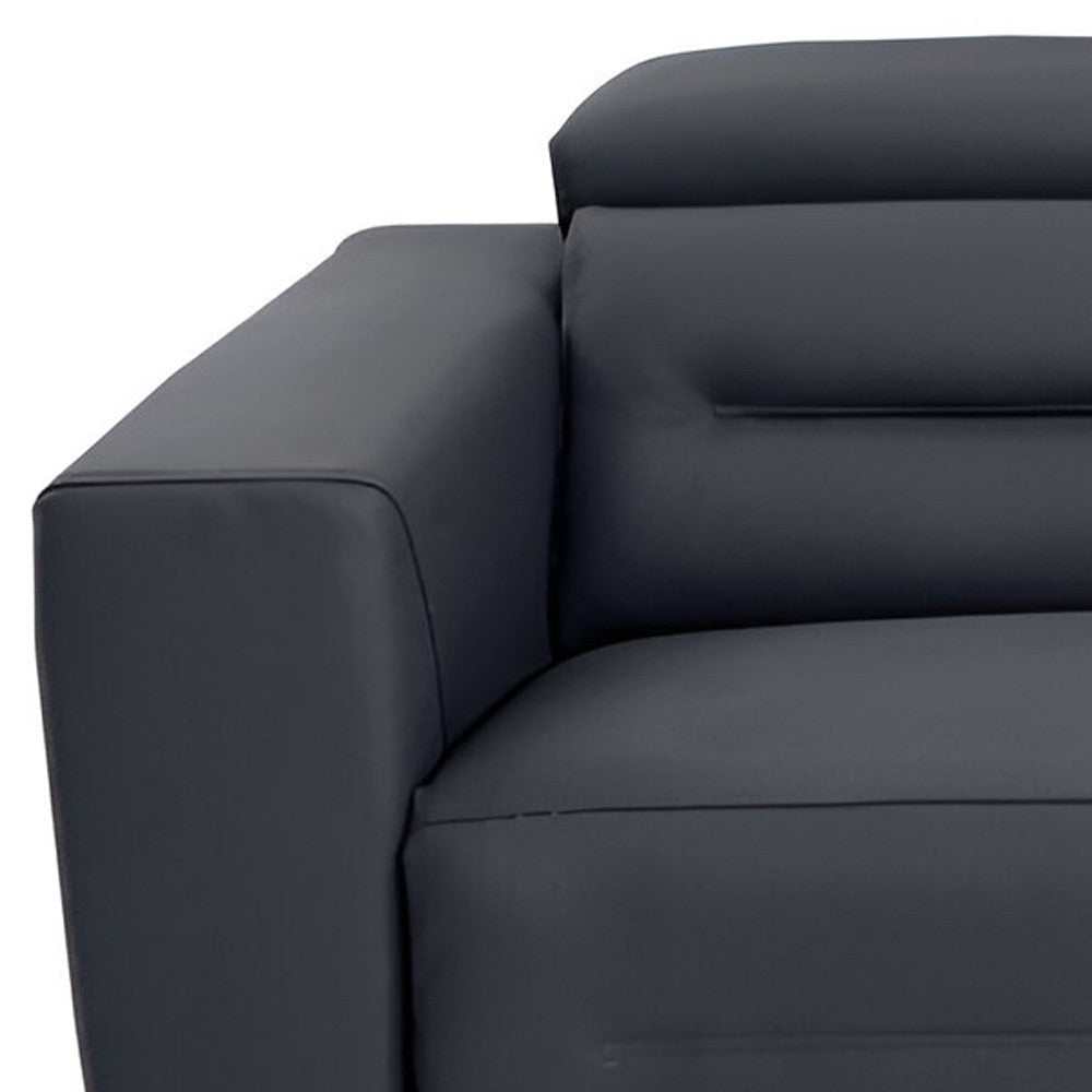 83" Gray Italian Leather USB Reclining Sofa With Black Legs - Homeroots - Flyclothing LLC