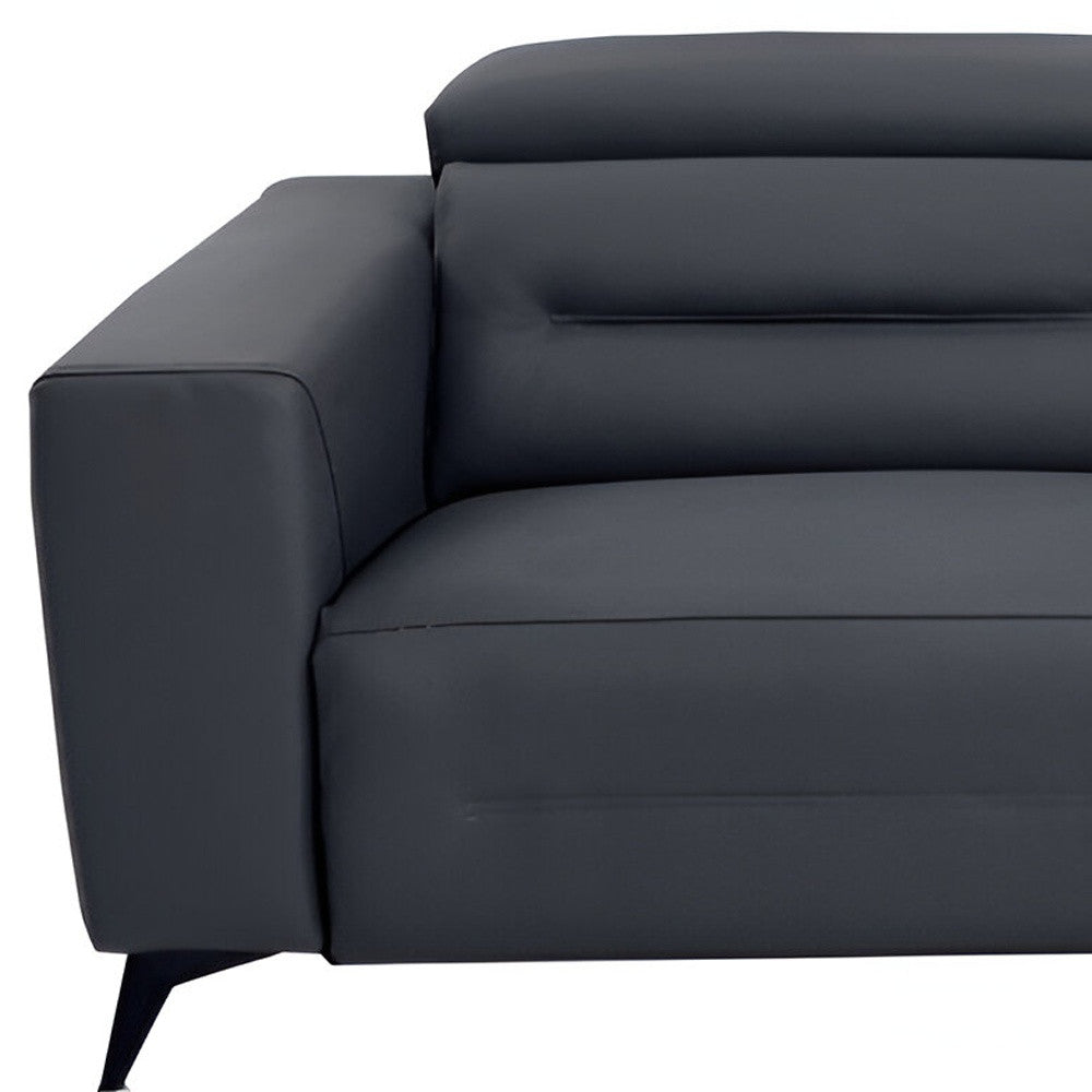 83" Gray Italian Leather USB Reclining Sofa With Black Legs - Homeroots - Flyclothing LLC