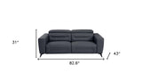 83" Gray Italian Leather USB Reclining Sofa With Black Legs - Homeroots - Flyclothing LLC