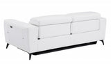 83" White Italian Leather USB Reclining Sofa With Black Legs - Homeroots - Flyclothing LLC