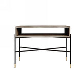 45" Gray and Black Concrete Console Table With Shelves - Homeroots