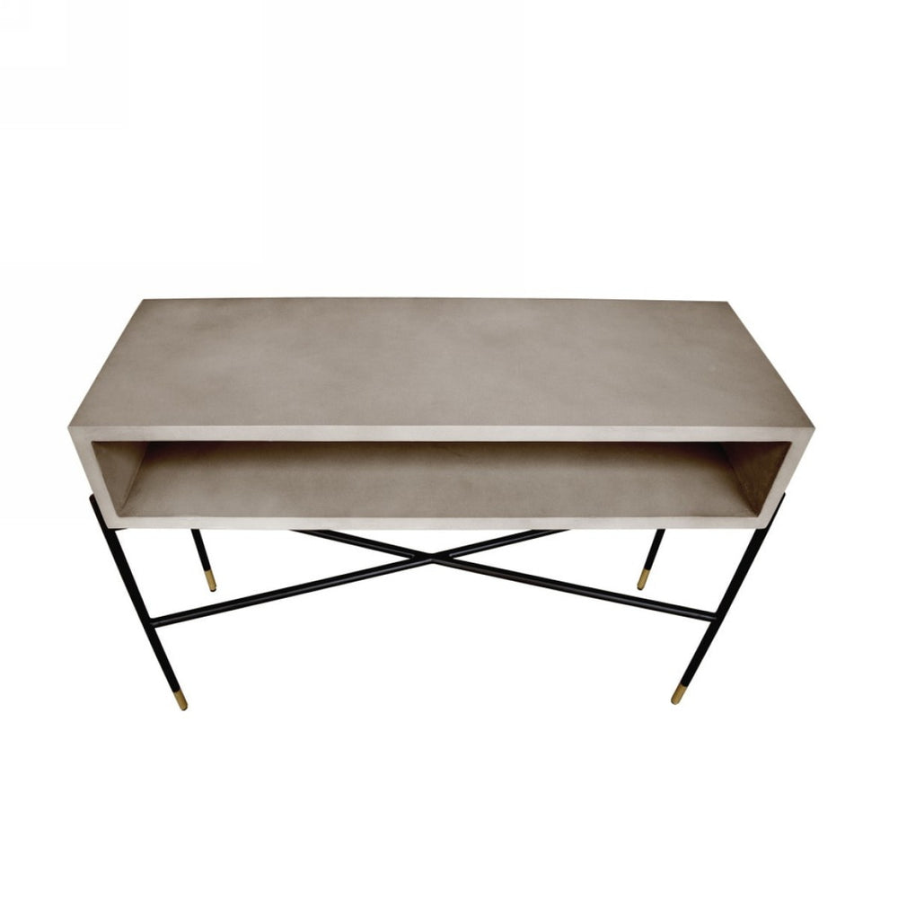 45" Gray and Black Concrete Console Table With Shelves - Homeroots - Flyclothing LLC