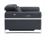 41" Dark Gray Italian Leather Power Recliner Chair - Homeroots - Flyclothing LLC