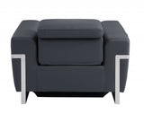 41" Dark Gray Italian Leather Power Recliner Chair - Homeroots - Flyclothing LLC
