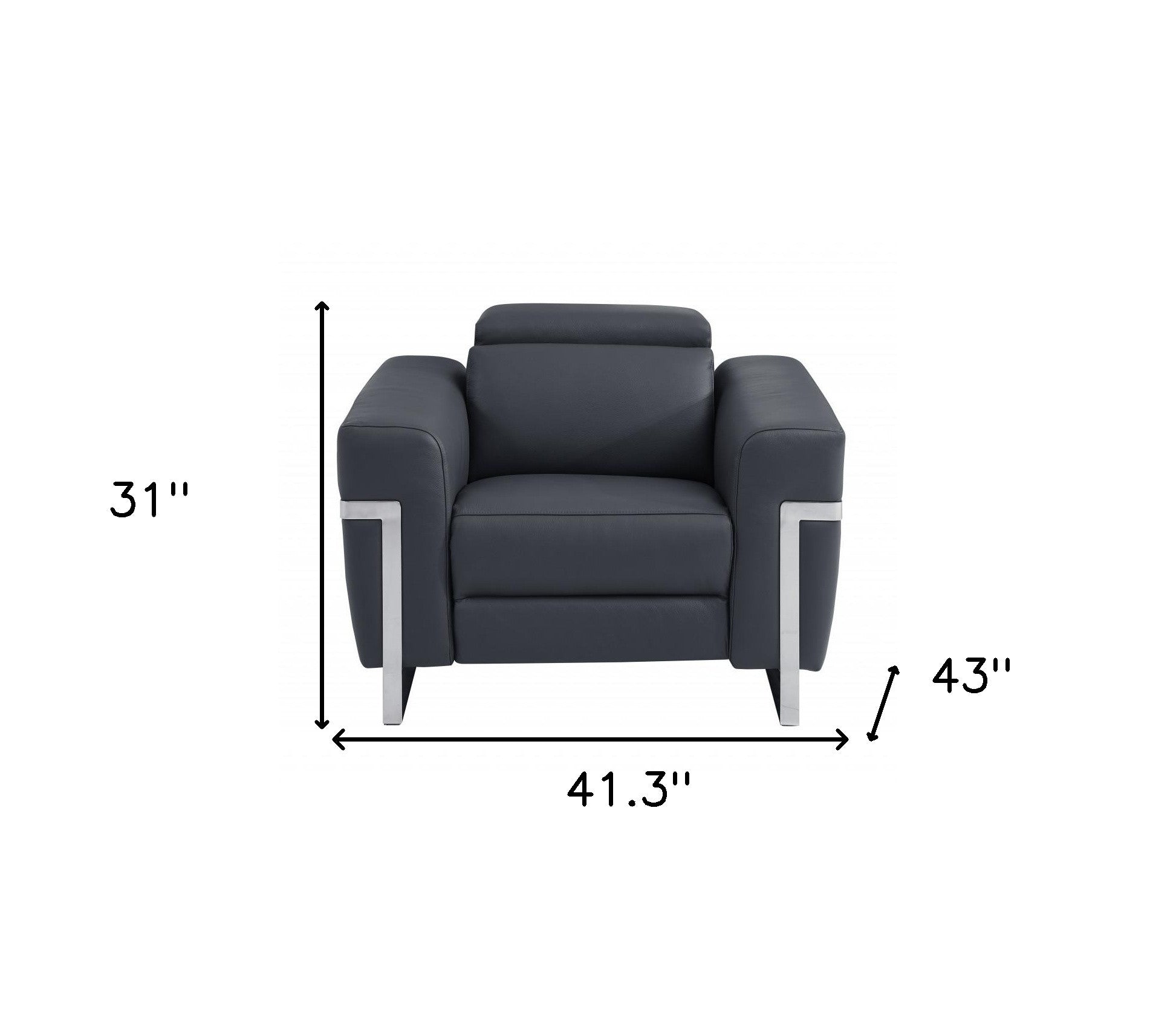 41" Dark Gray Italian Leather Power Recliner Chair - Homeroots - Flyclothing LLC