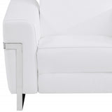 41" White Italian Leather Power Recliner Chair - Homeroots - Flyclothing LLC