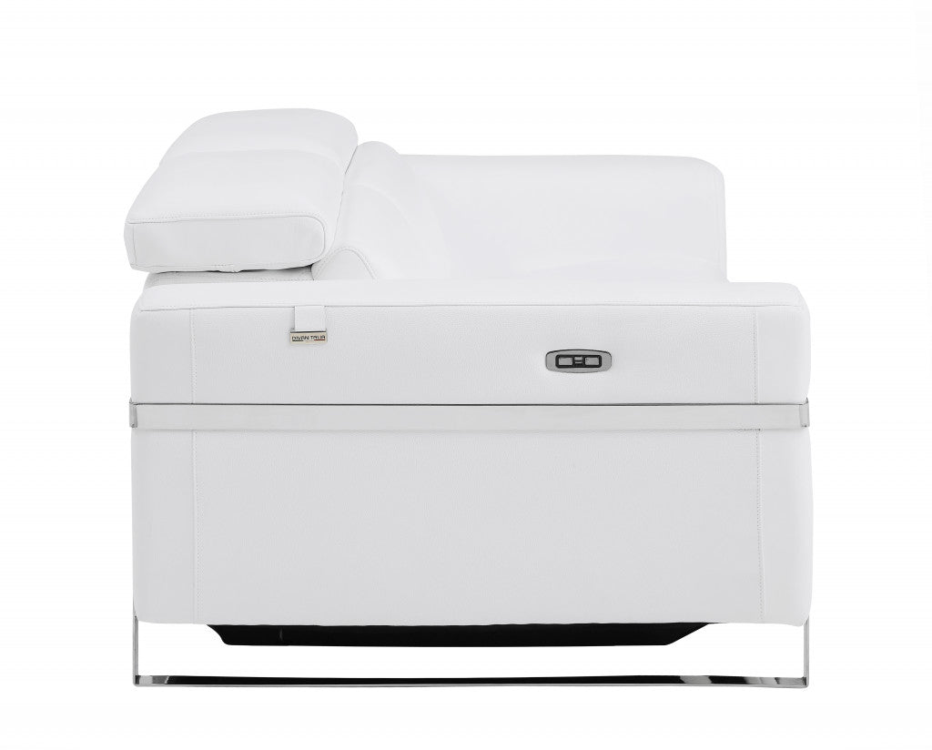 41" White Italian Leather Power Recliner Chair - Homeroots - Flyclothing LLC