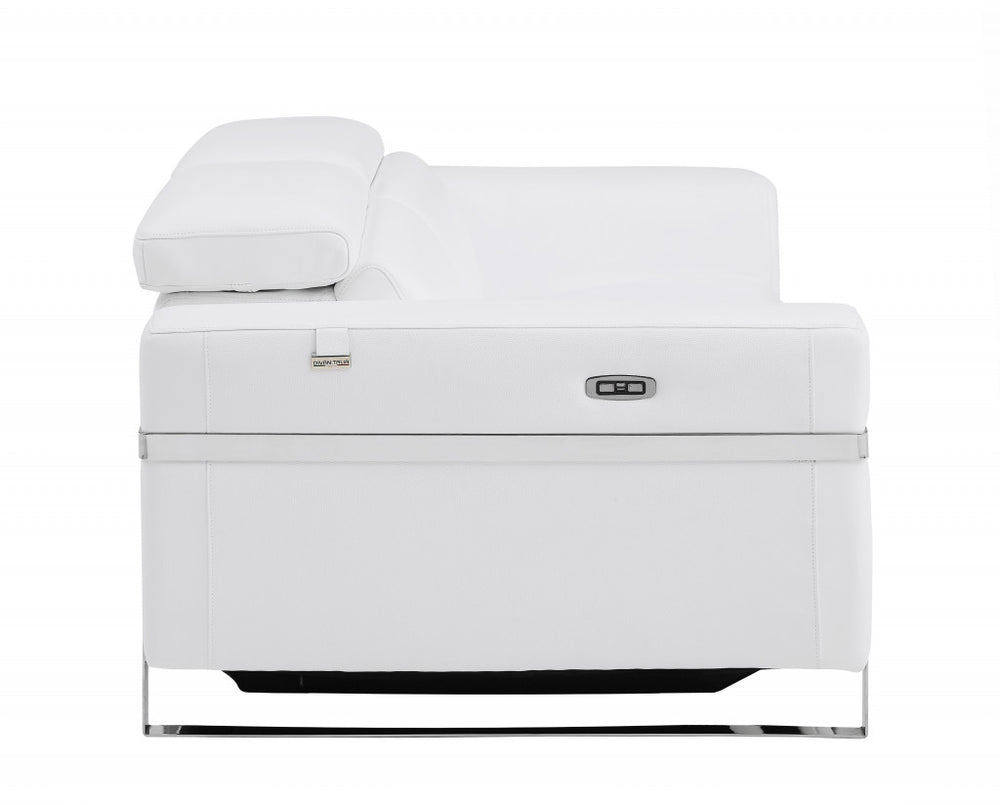 41" White Italian Leather Power Recliner Chair - Homeroots - Flyclothing LLC