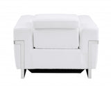 41" White Italian Leather Power Recliner Chair - Homeroots - Flyclothing LLC