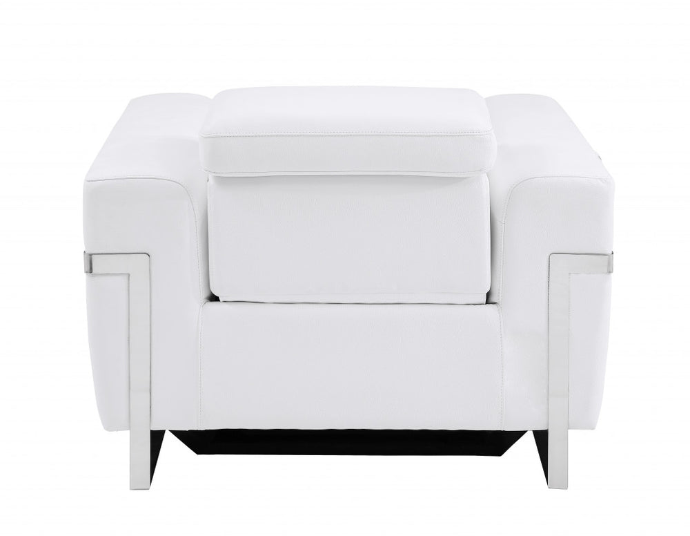 41" White Italian Leather Power Recliner Chair - Homeroots - Flyclothing LLC