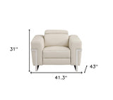 41" Beige Italian Leather Power Recliner Chair - Homeroots - Flyclothing LLC