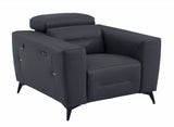 41" Dark Gray Italian Leather Power Recliner Chair - Homeroots - Flyclothing LLC