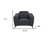 41" Dark Gray Italian Leather Power Recliner Chair - Homeroots - Flyclothing LLC