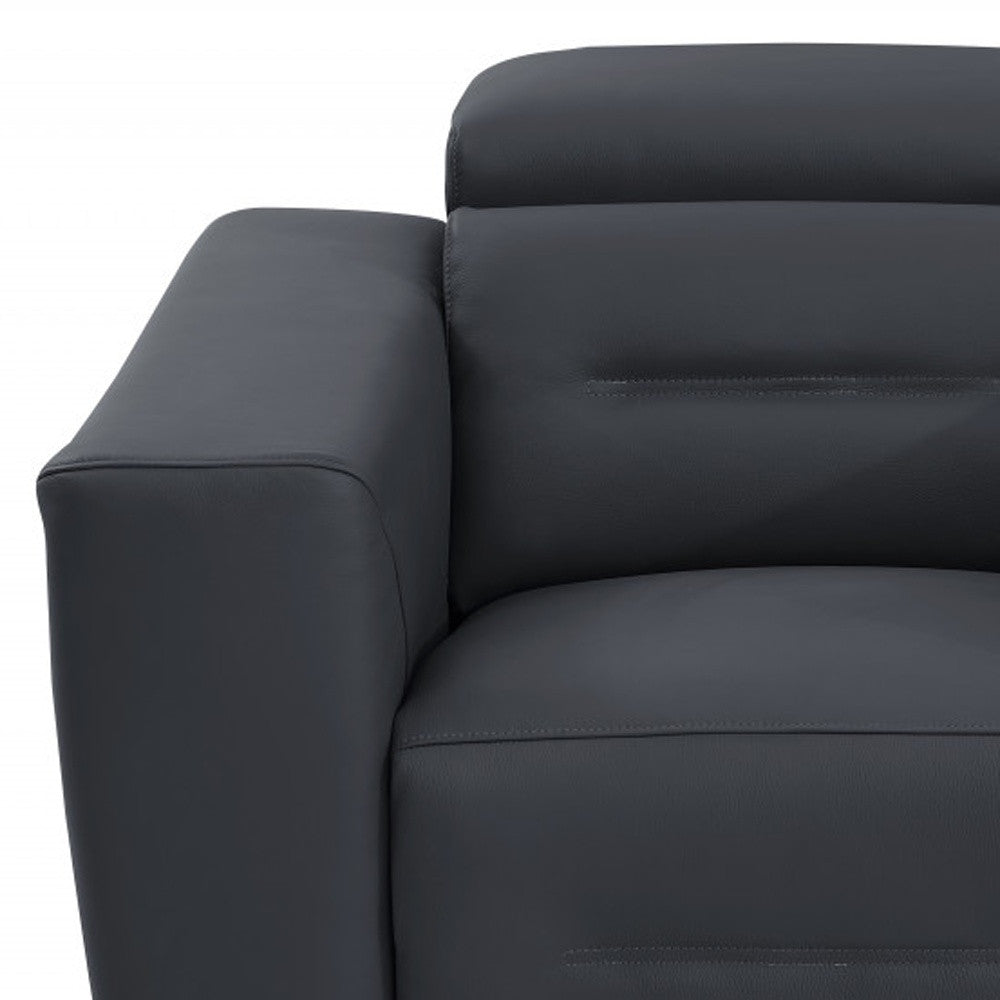 41" Dark Gray Italian Leather Power Recliner Chair - Homeroots - Flyclothing LLC