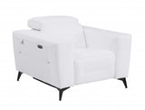 41" White Italian Leather Power Recliner Chair - Homeroots - Flyclothing LLC