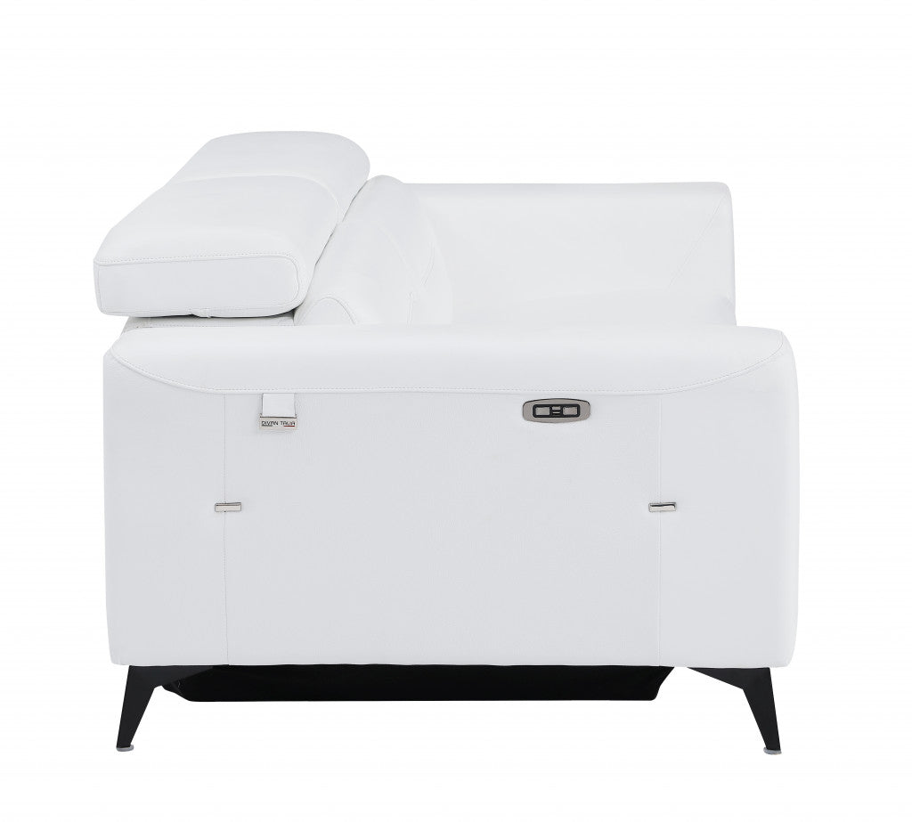 41" White Italian Leather Power Recliner Chair - Homeroots - Flyclothing LLC