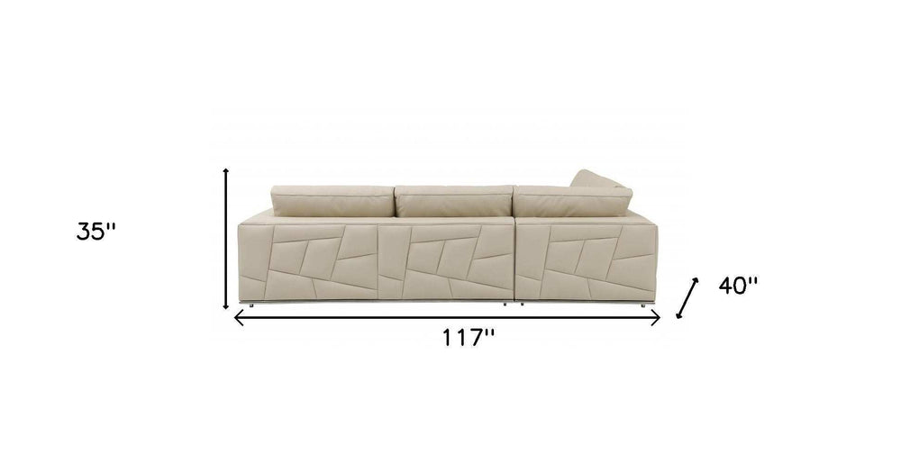 Beige Italian Leather Reclining L Shaped Two Piece Corner Sectional - Homeroots - Flyclothing LLC