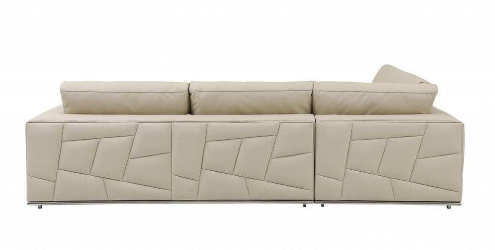 Beige Italian Leather Reclining L Shaped Two Piece Corner Sectional - Homeroots - Flyclothing LLC