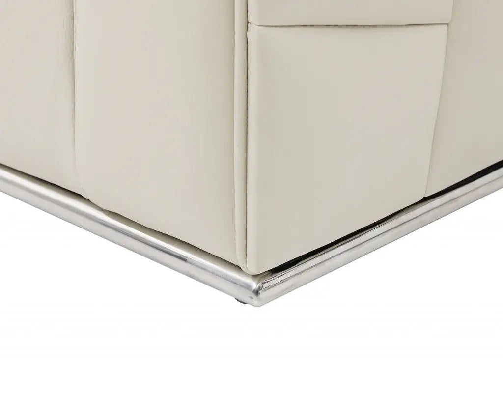 Beige Italian Leather Reclining L Shaped Two Piece Corner Sectional - Homeroots - Flyclothing LLC