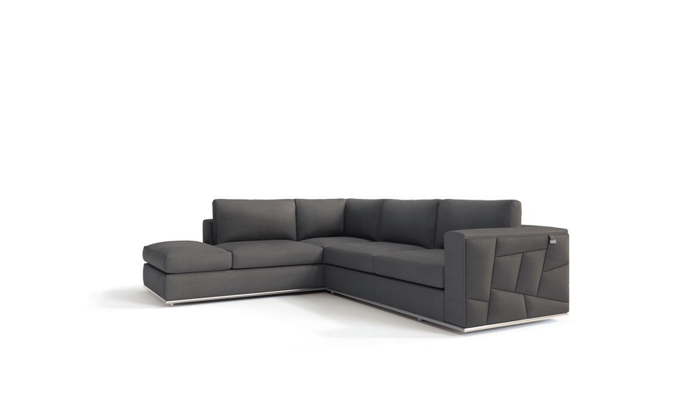 Dark Gray Italian Leather L Shaped Two Piece Corner Sectional - Homeroots