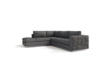 Dark Gray Italian Leather L Shaped Two Piece Corner Sectional - Homeroots
