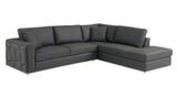 Dark Gray Italian Leather L Shaped Two Piece Corner Sectional - Homeroots