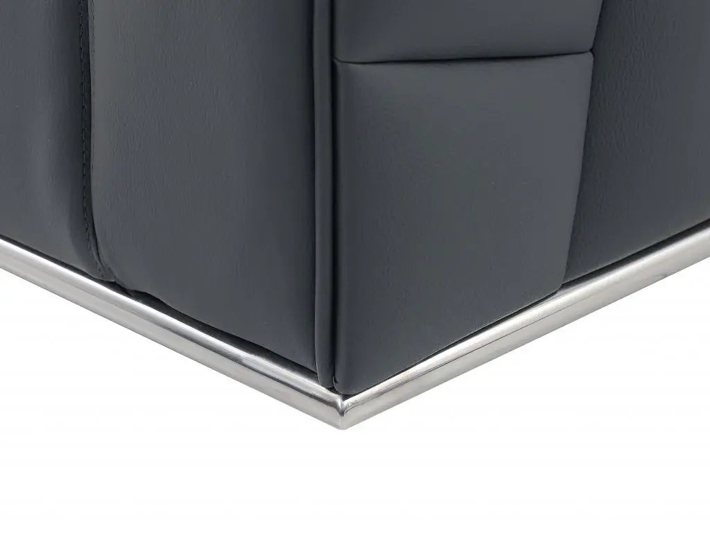 Dark Gray Italian Leather L Shaped Two Piece Corner Sectional - Homeroots - Flyclothing LLC