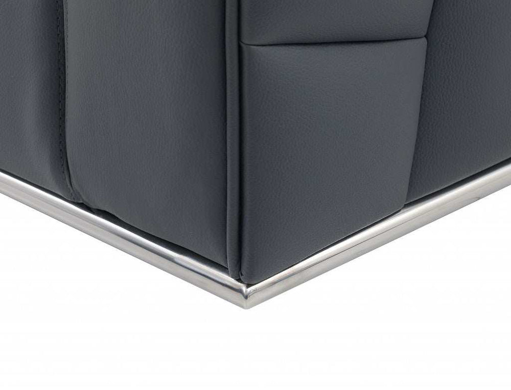 Dark Gray Italian Leather L Shaped Two Piece Corner Sectional - Homeroots - Flyclothing LLC