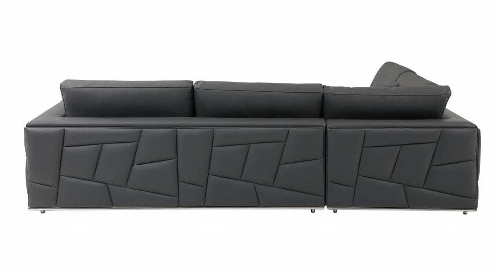 Dark Gray Italian Leather L Shaped Two Piece Corner Sectional - Homeroots - Flyclothing LLC