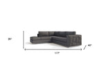 Dark Gray Italian Leather L Shaped Two Piece Corner Sectional - Homeroots - Flyclothing LLC
