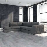 Dark Gray Italian Leather L Shaped Two Piece Corner Sectional - Homeroots - Flyclothing LLC