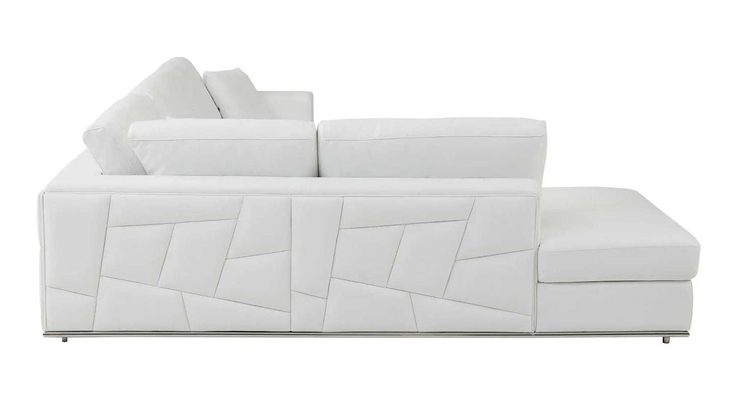 White Italian Leather Reclining L Shaped Two Piece Corner Sectional - Homeroots - Flyclothing LLC