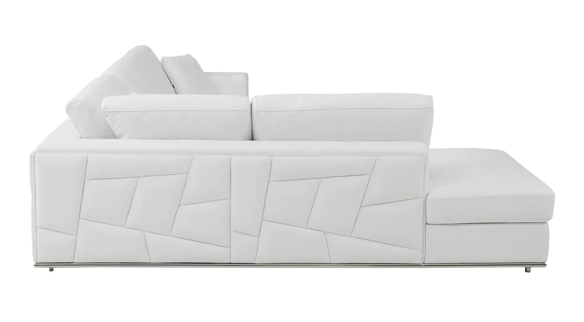 White Italian Leather Reclining L Shaped Two Piece Corner Sectional - Homeroots - Flyclothing LLC
