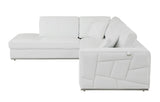 White Italian Leather Reclining L Shaped Two Piece Corner Sectional - Homeroots - Flyclothing LLC