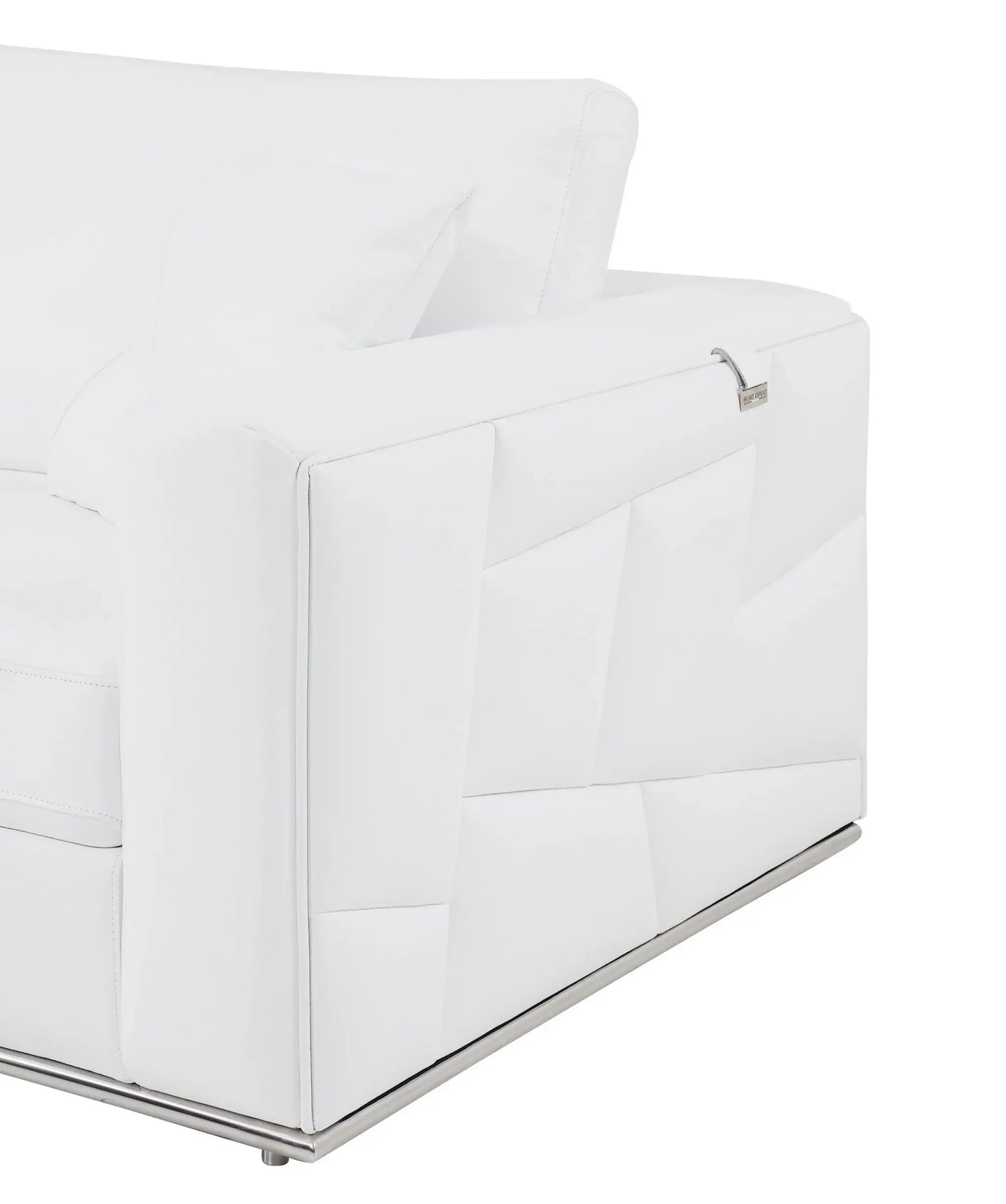 White Italian Leather Reclining L Shaped Two Piece Corner Sectional - Homeroots - Flyclothing LLC