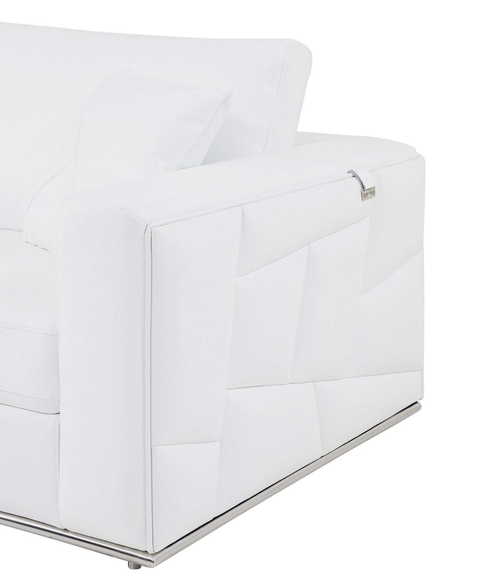 White Italian Leather Reclining L Shaped Two Piece Corner Sectional - Homeroots - Flyclothing LLC