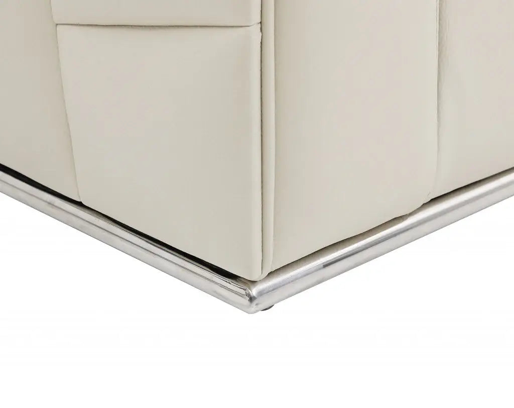 Beige Italian Leather Reclining L Shaped Two Piece Corner Sectional - Homeroots - Flyclothing LLC