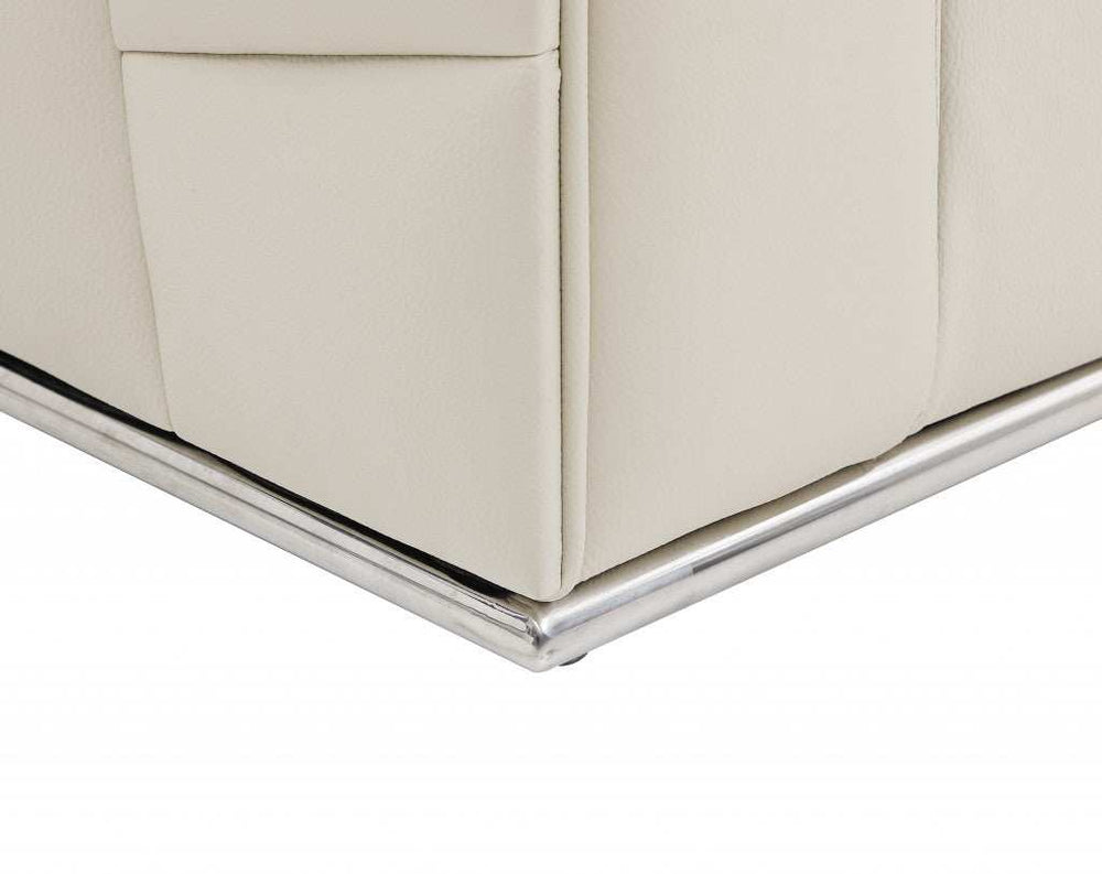 Beige Italian Leather Reclining L Shaped Two Piece Corner Sectional - Homeroots - Flyclothing LLC