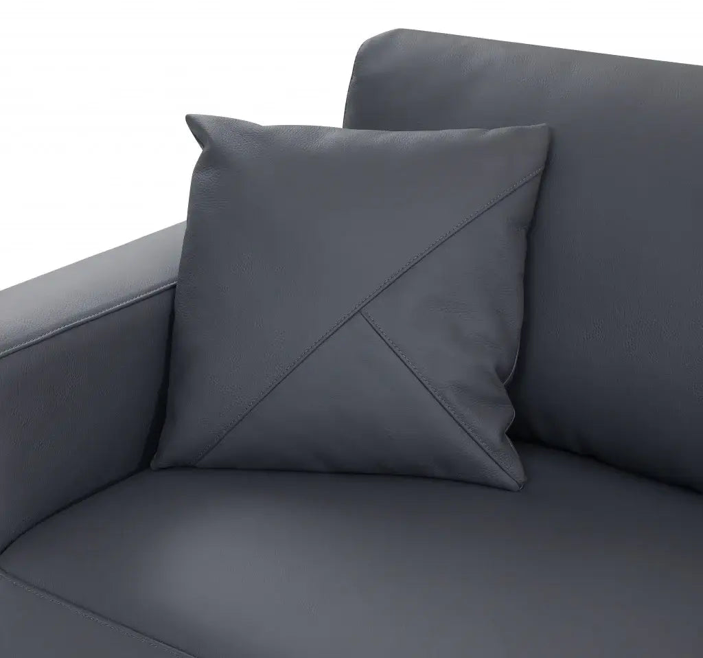 Dark Gray Italian Leather Reclining L Shaped Two Piece Corner Sectional - Homeroots - Flyclothing LLC