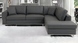 Dark Gray Italian Leather Reclining L Shaped Two Piece Corner Sectional - Homeroots