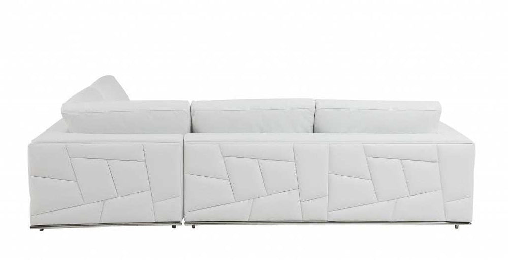 White Italian Leather Reclining L Shaped Two Piece Corner Sectional - Homeroots - Flyclothing LLC