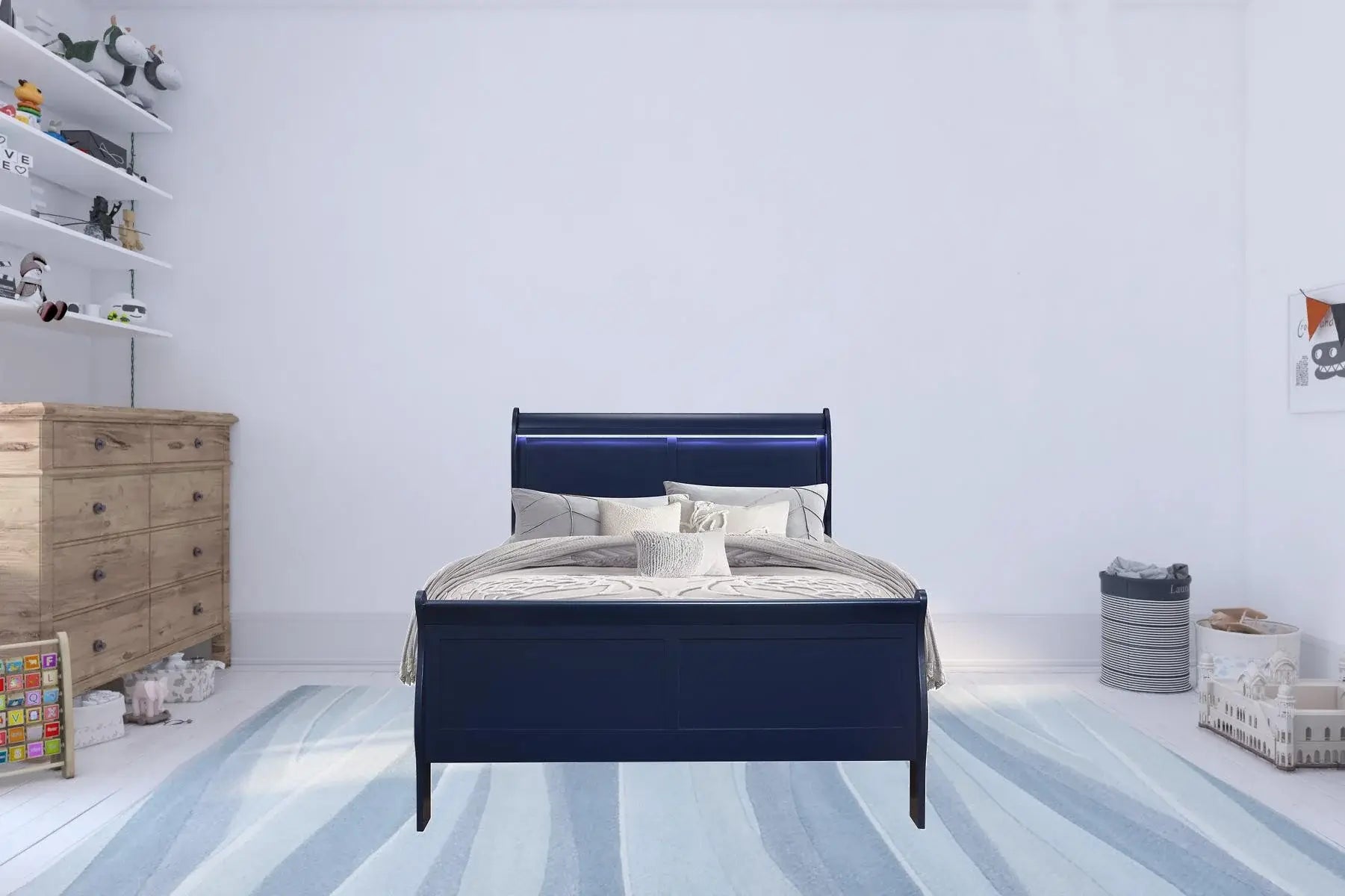 Solid Wood Standard Upholstered Bed - Homeroots - Flyclothing LLC