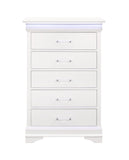 16" White Solid Wood Five Drawer Chest with LED Lighting - Homeroots