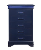 16" Blue Solid Wood Five Drawer Chest With LED Lighting - Homeroots